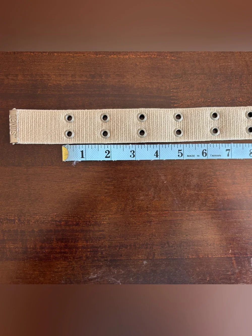 Levi's Canvas Belt - Tan/Khaki Canvas Belt. Double Grommets and Metal Buckle